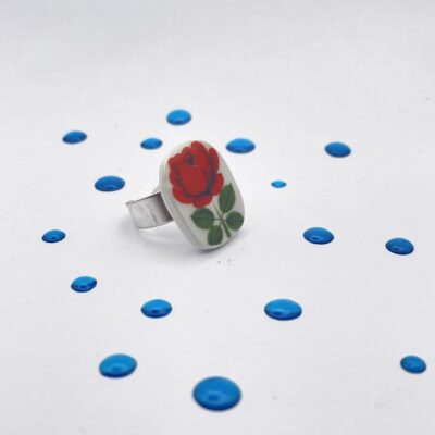 Röd ros - ring, Sterling Silver 925